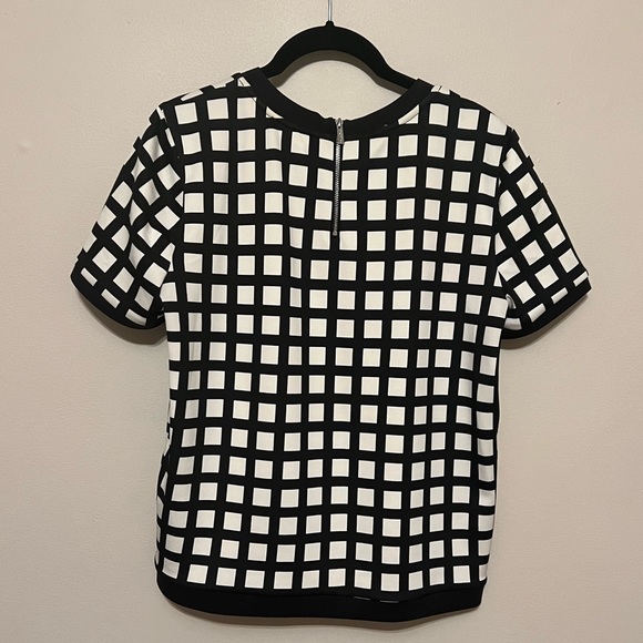 Calvin Klein Women’s Black and White Checkered Work Top Size Small - Picture 3 of 7
